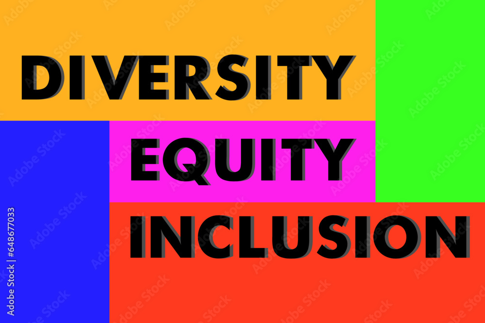 DEI letters on colored background. Diversity, equity and inclusion ...