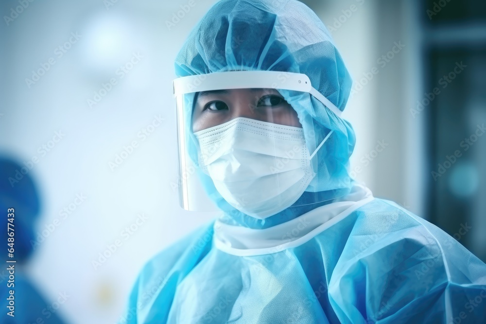 Asian doctor in corona or covid-19 mask