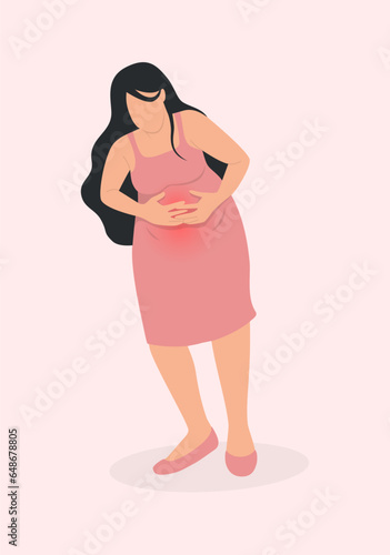 Pregnant woman suffering from belly pain woman