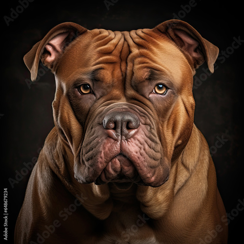 American XL Bully Do Portrait on a Black Background