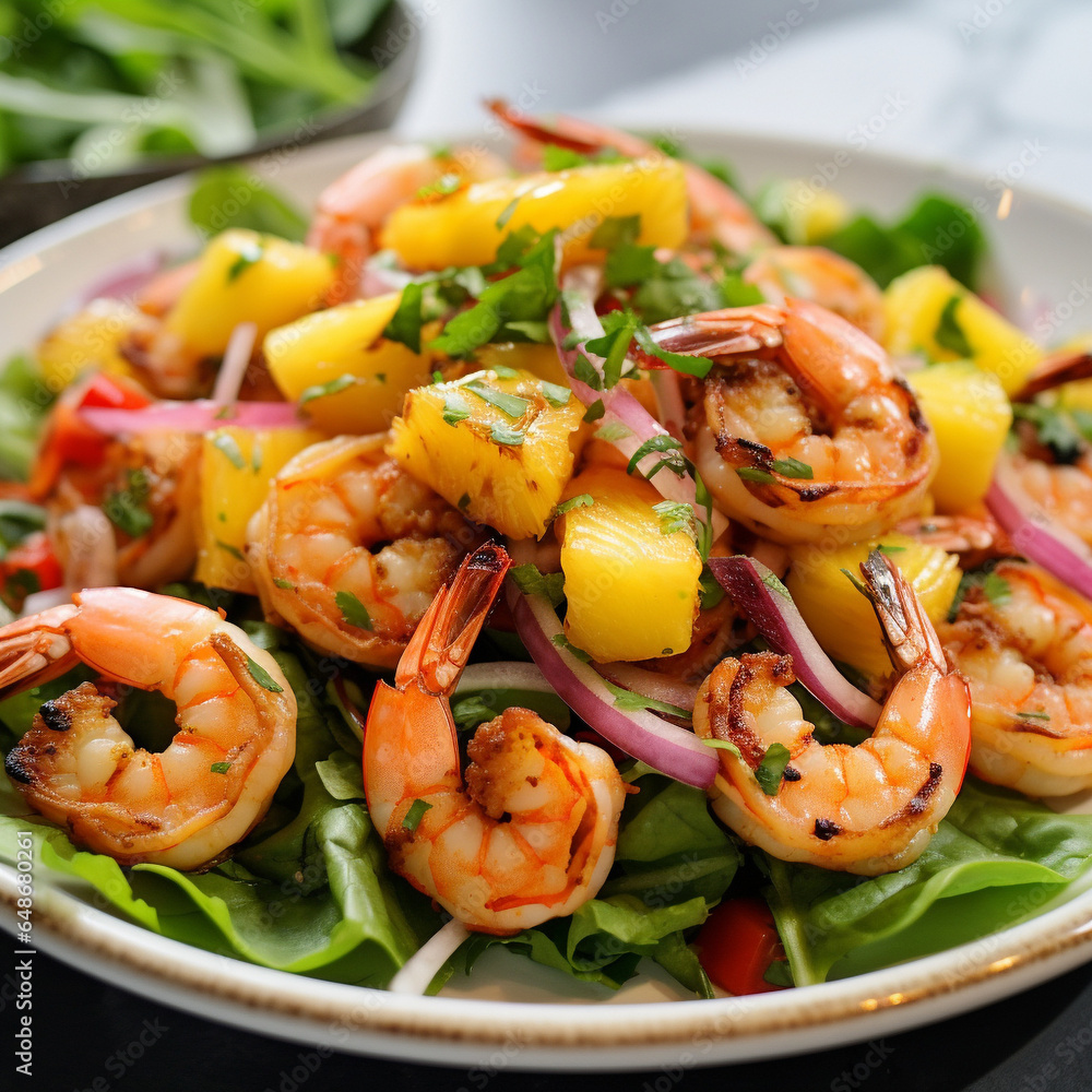 salade crevettes ananas - IA Generated