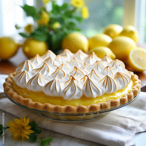 tarte au citron meringué à l'ancienne généreuse - IA Generative