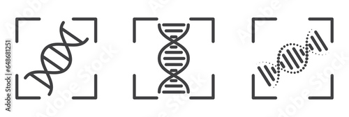DNA identification icon set, Secure identity verification systems icon vector set in thin line style, Vector set of biometric line icons.