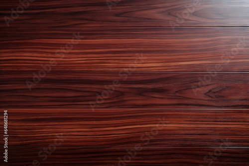 A close up of a dark brown wooden surface with a polished finish and a wavy grainy texture