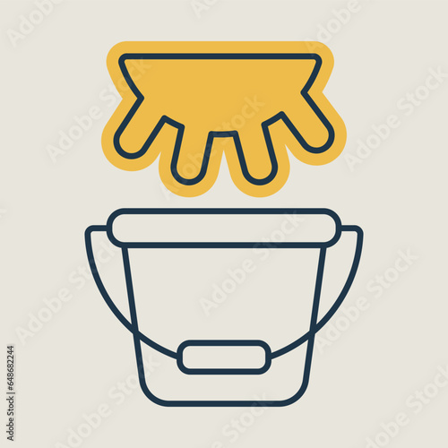 Cow udder and buckets. Fresh milk vector icon
