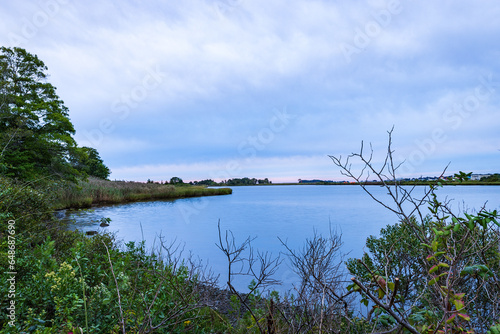 Pequonnock River on a cloudy morning, Groton, Connecticut. photo