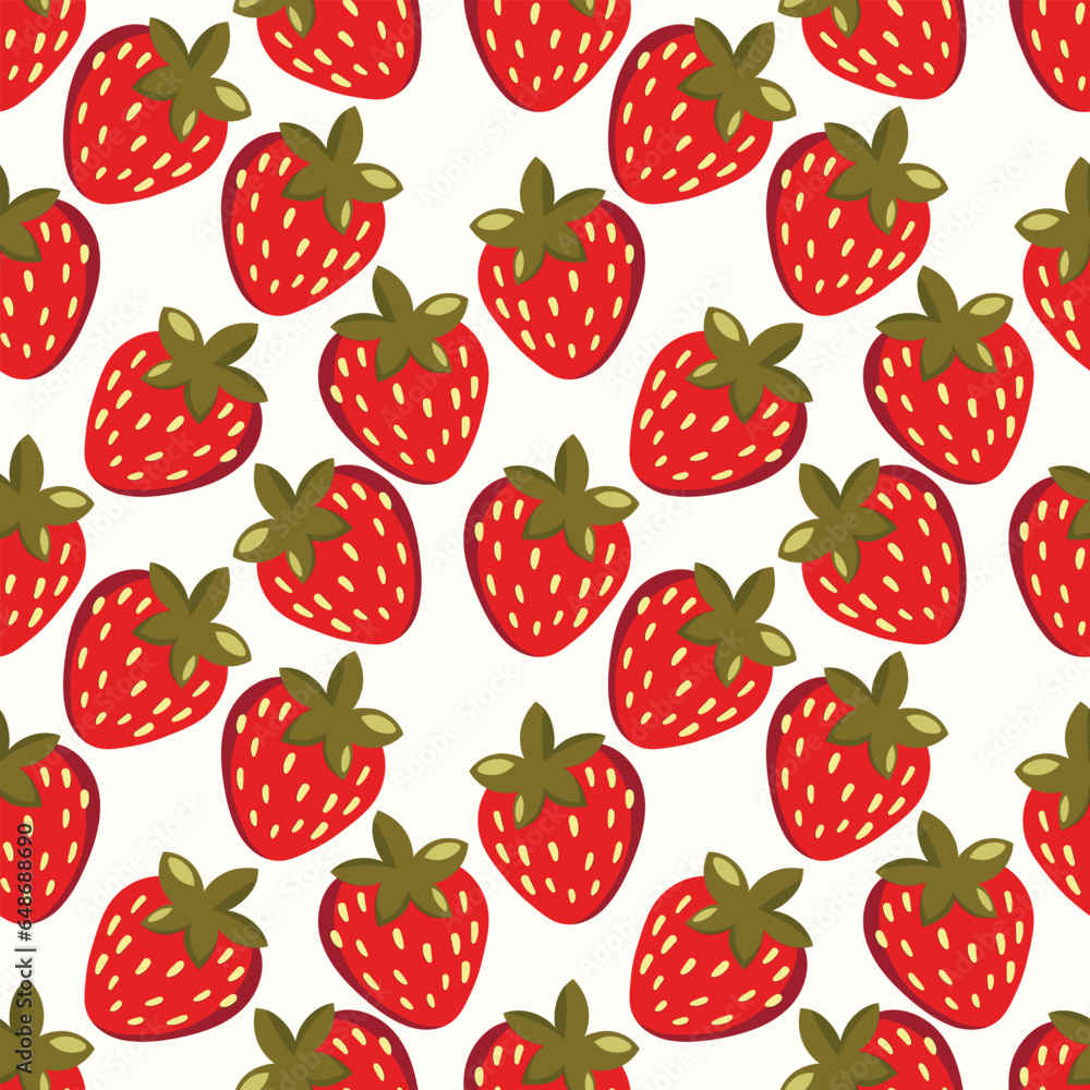 Seamless pattern with strawberry on color background. Natural delicious fresh ripe tasty fruit. Vector illustration for print, fabric, textile, banner, other design. Food concept. Seamless pattern with strawberry on color background. Natural delicious fresh ripe tasty fruit. Vector illustration for print, fabric, textile, banner, other design. Food concept.