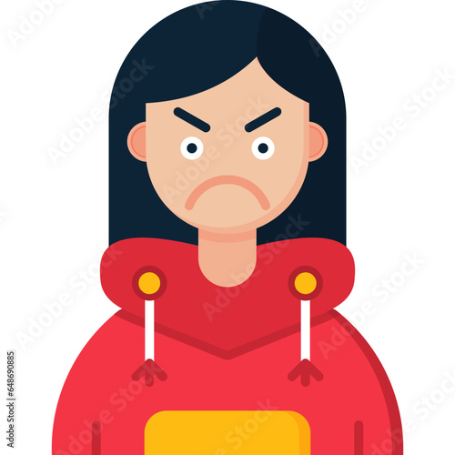 Angry Teenage Girl Icon
