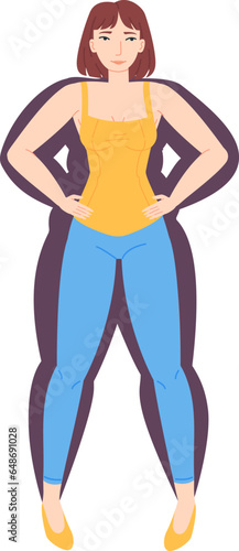 Girl with low and high BMI index. Fatnass concept.