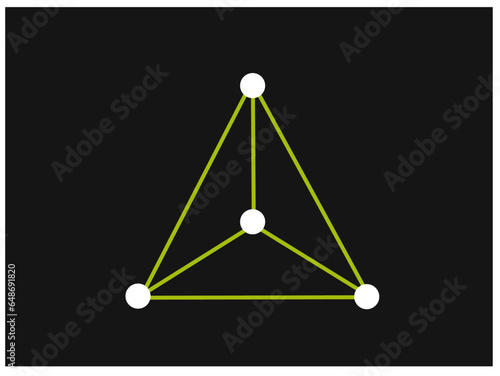 Euler tetrahedral Graph. Dark Background. Math simbol, vector separated. photo