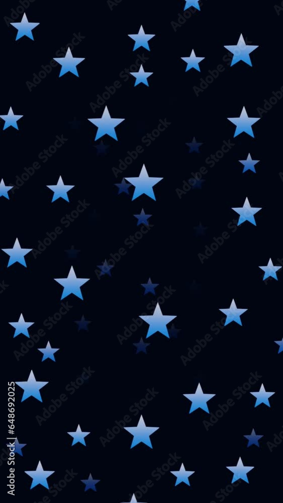 Vertical video cartoon blue stars flying in space loop animation background Vertical video cartoon blue stars flying in space loop animation background