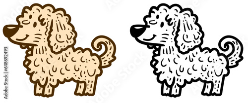 Doodle style cute dog vector illustration, Hungarian sheepdog doodle style, fluffy dog in doodle style stock vector image