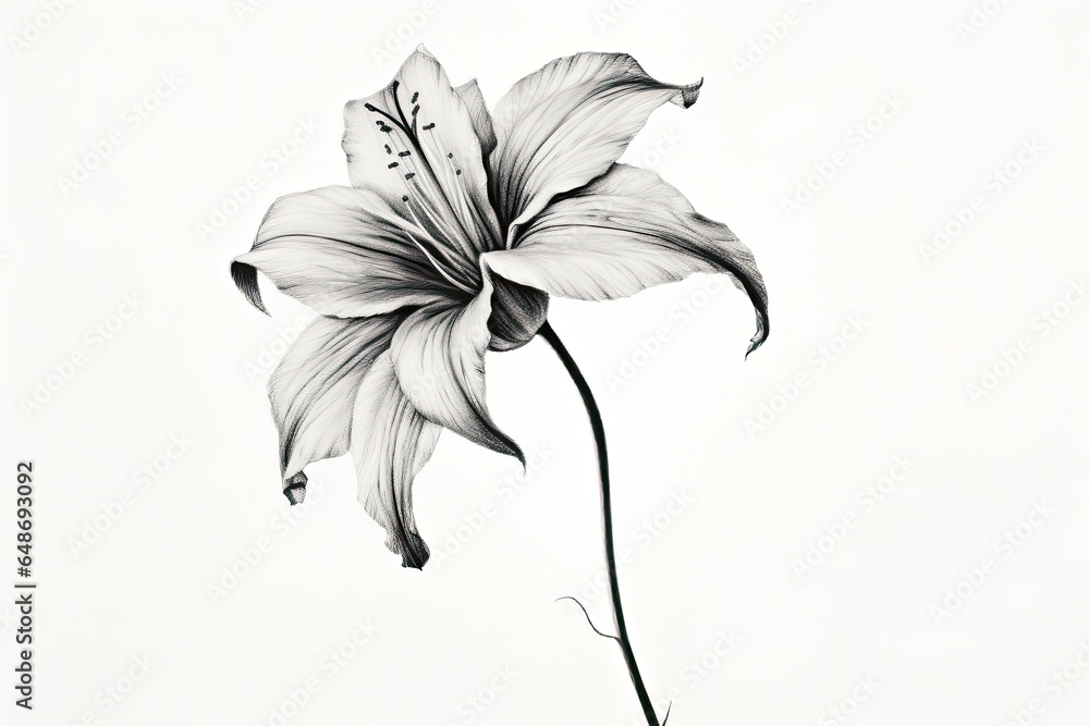 Fototapeta premium Essence of Nature's Beauty: Minimalist Wildflower Sketches with Delicate Lines, generative AI