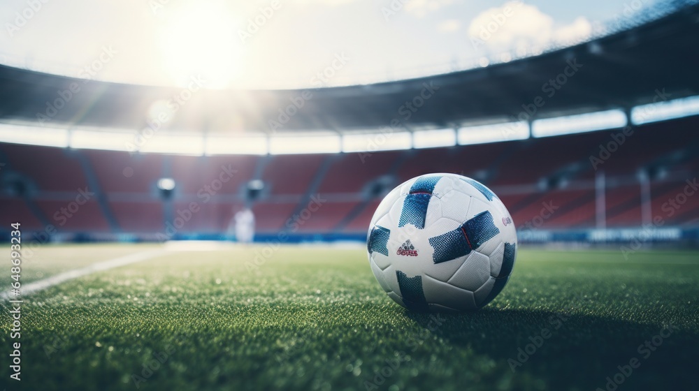 Obraz premium Football, soccer ball in an empty stadium
