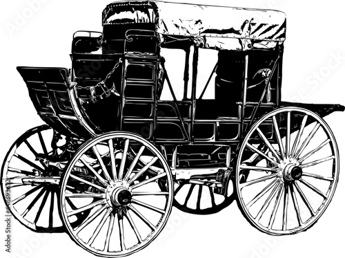 Realistic detailed sketch of an 1800s stage coach