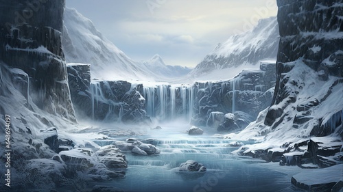 Icy Waterfall in the Winter