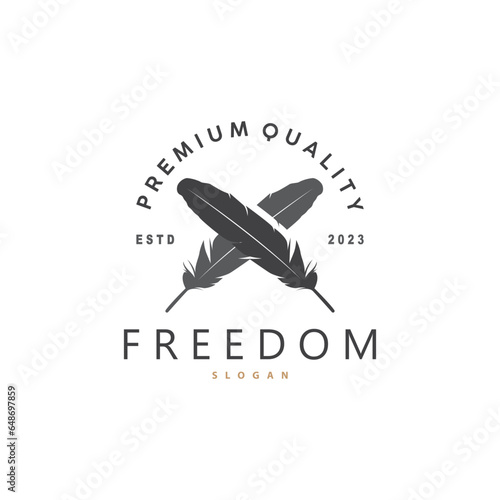 Feather Logo Design Minimalist Vector Template