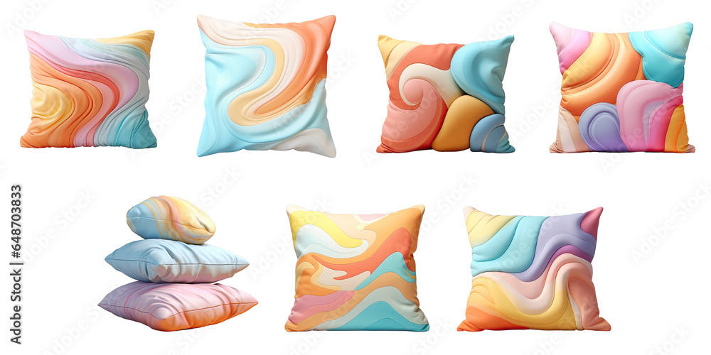 Png Set Colorful pillows against transparent background