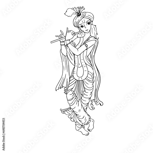 Obraz na płótnie Krishna, Hindu deity, Lord Krishna, Bhagavad Gita, Radha, Flute, Blue-skinned go