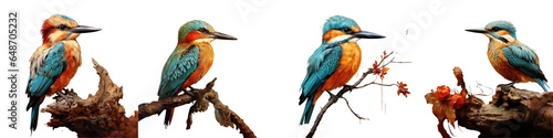 Png Set Kingfisher bird searching for prey transparent background