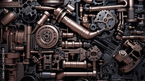an abstract representation of precision machining, showcasing the intricacy of industrial tools shaping metal components