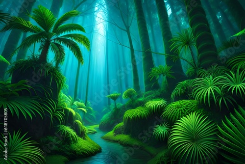 tropical jungle with trees