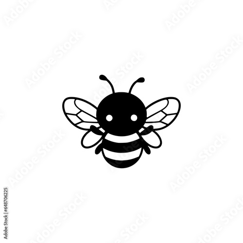 Tiny honey bee. Kawaii style. Easy drawing line work. Simple vector isolated on white background. Mini design for t-shirt, tattoo, invitation, emblem, stickers. © Orange Brush