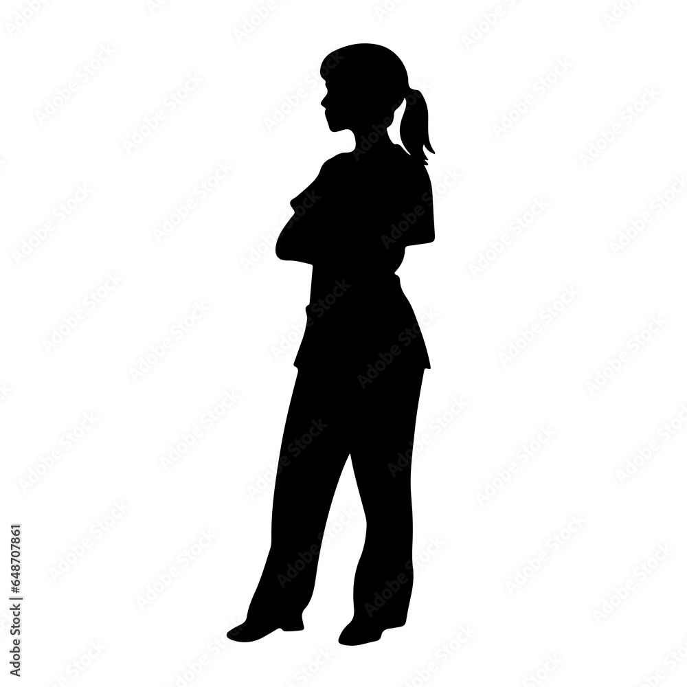 nurse silhouette black white vector illustration