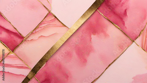 Obraz na płótnie Abstract watercolor paint background by gradient deep pink color with liquid fluid grunge texture for background, banner gold w salonie