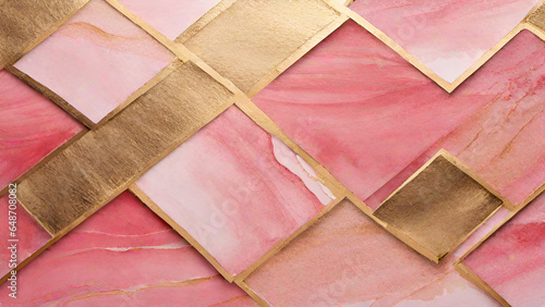 Obraz na płótnie Abstract watercolor paint background by gradient deep pink color with liquid fluid grunge texture for background, banner gold w salonie