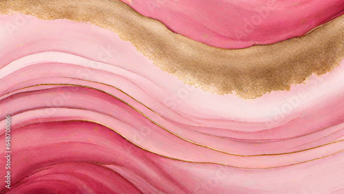 Obraz na płótnie Abstract watercolor paint background by gradient deep pink color with liquid fluid grunge texture for background, banner gold w salonie