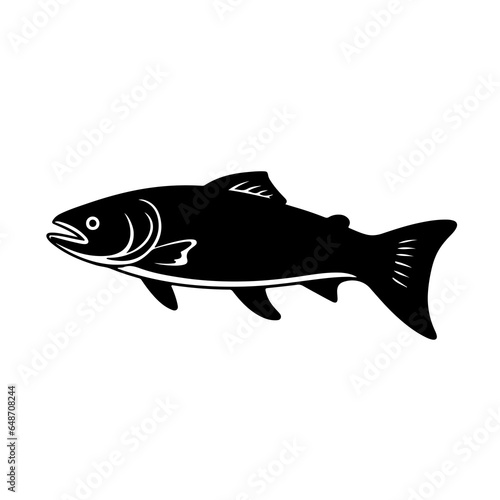 trout silhouette black white vector illustration