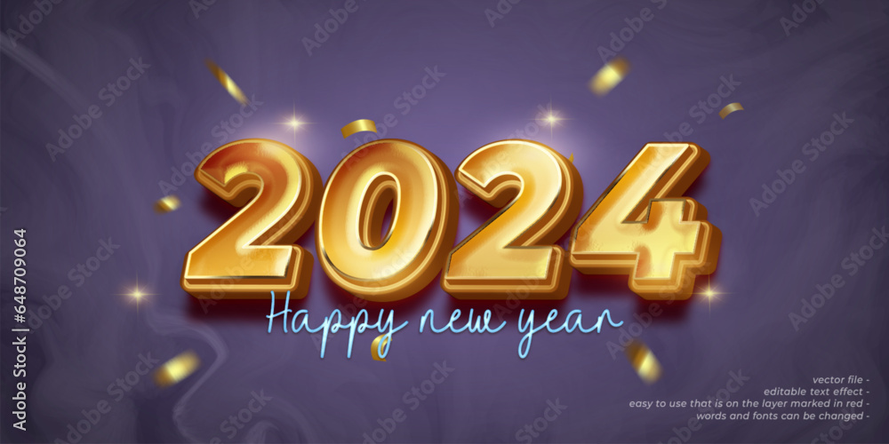New year banner, holiday celebration with 2024 numbers on dark background