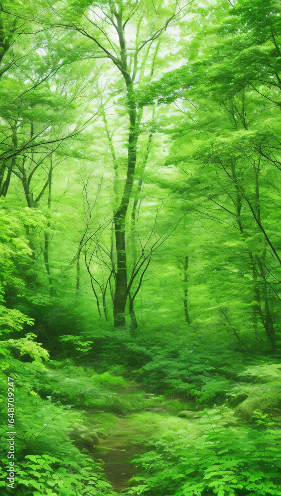 green forest in the morning