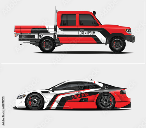 Decal car and car wrap vector, truck, bus, racing, service car, auto designs . Racing, Rally, Abstract background livery