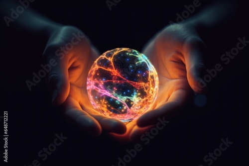 A person holding a glowing orb in their hands