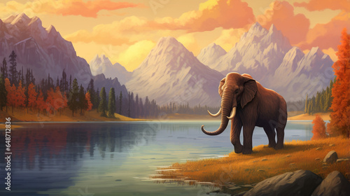 mammoth and landscape illustration 1