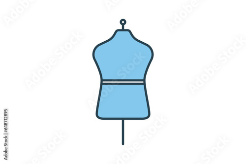 Mannequin icon. Icon related to textiles, sewing and used for displaying clothing made from textiles. Flat line icon style. Simple vector design editable