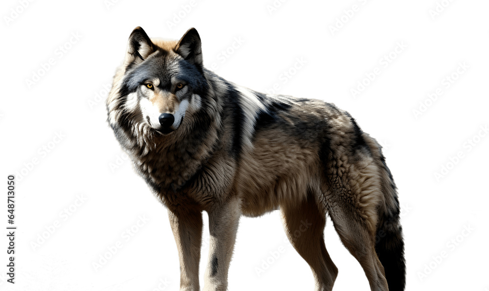 Portrait of a wolf isolated on white background
