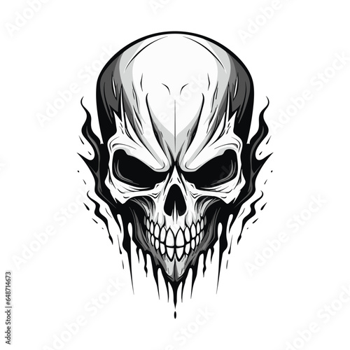 Artistic metal skull. Suitable with hard rock, scary, and metal design needs.