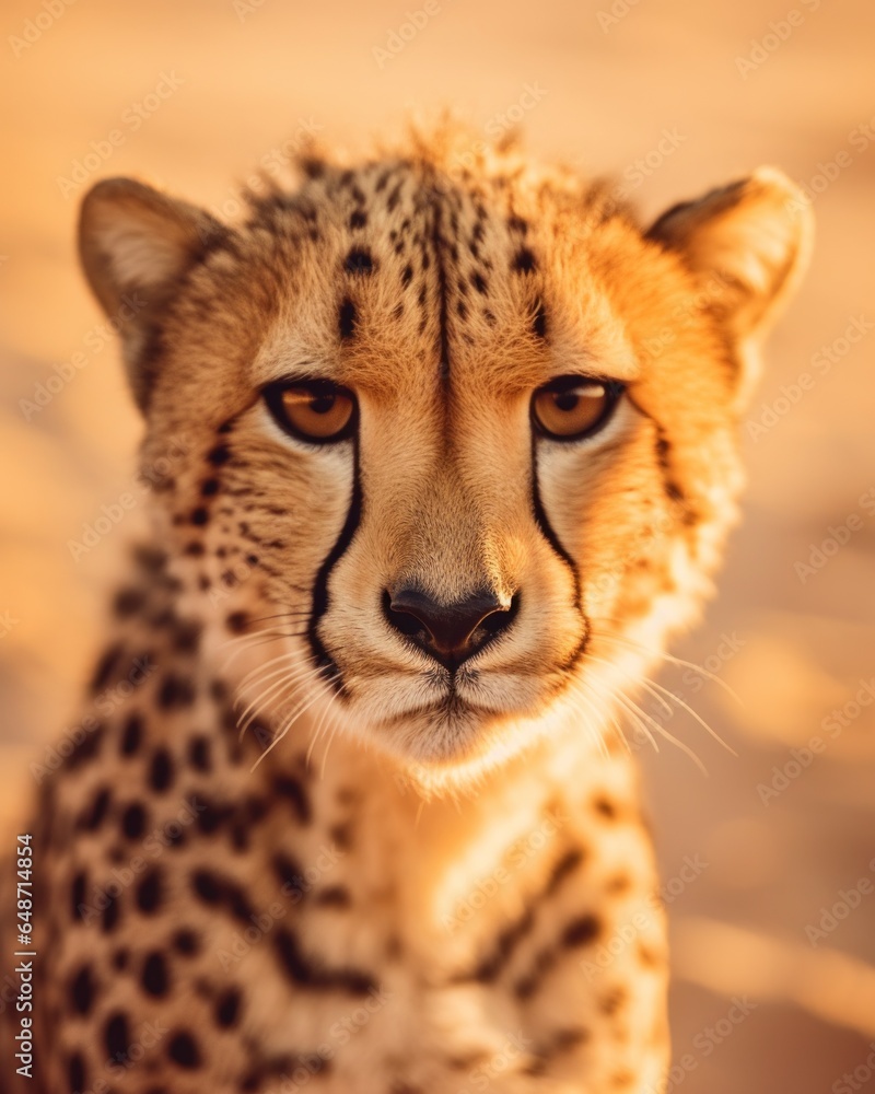 Close-Up Portrait of Cheetah in Sahara Desert Close-Up Portrait of Cheetah in Sahara Desert
