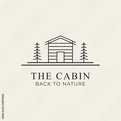 cabin line art logo design vector.