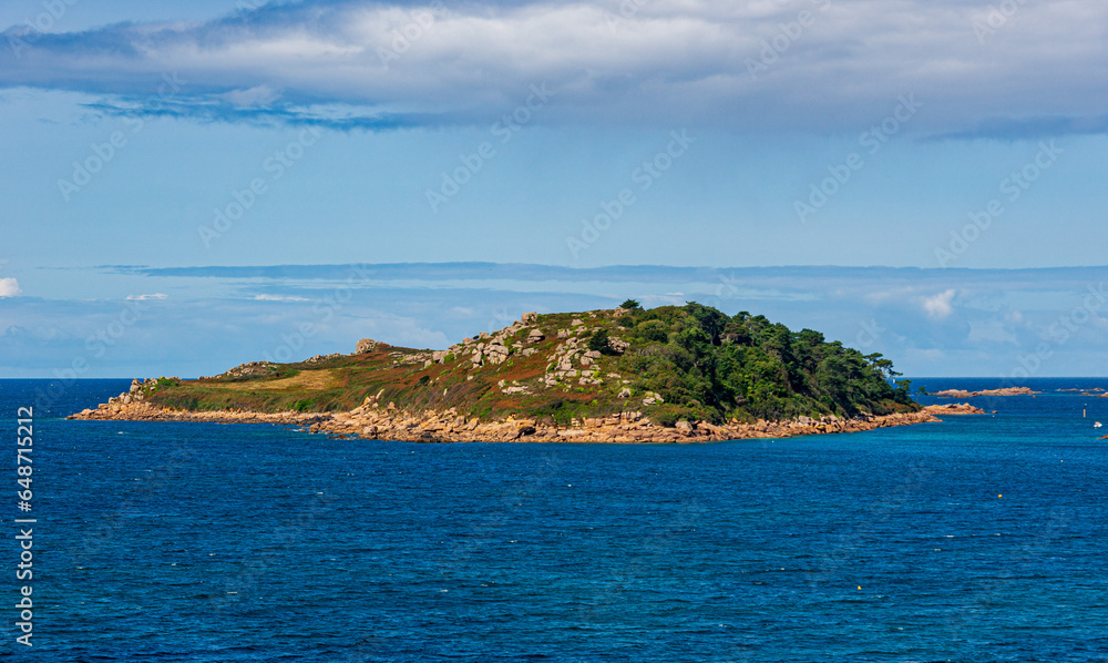 Scenic View of Millau Island, Brittany, France, Cotes d'Armor, Summer, Blue Sea and Sky Scenic View of Millau Island, Brittany, France, Cotes d'Armor, Summer, Blue Sea and Sky