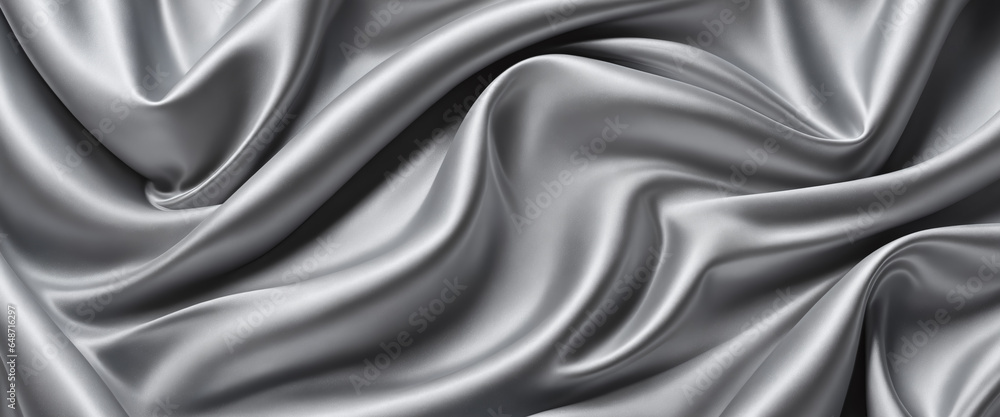 Obraz premium Abstract background of silver crumpled fabric. Cloth with folds. Colorful illustration. Generative AI