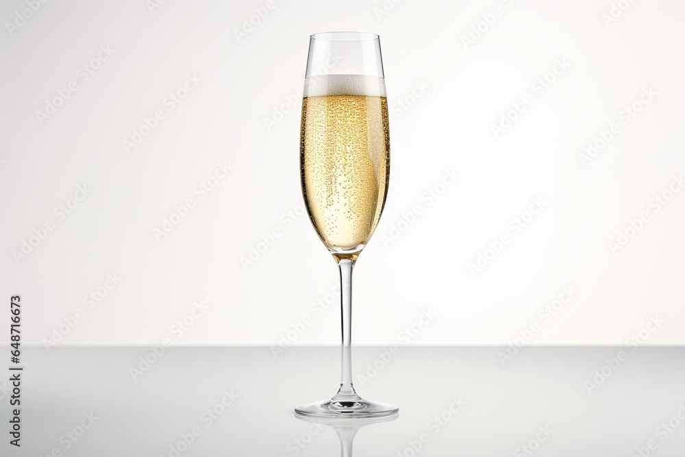 Taça de champanhe no fundo branco - Papel de parede