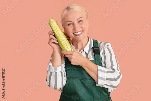 Mature female farmer with r...