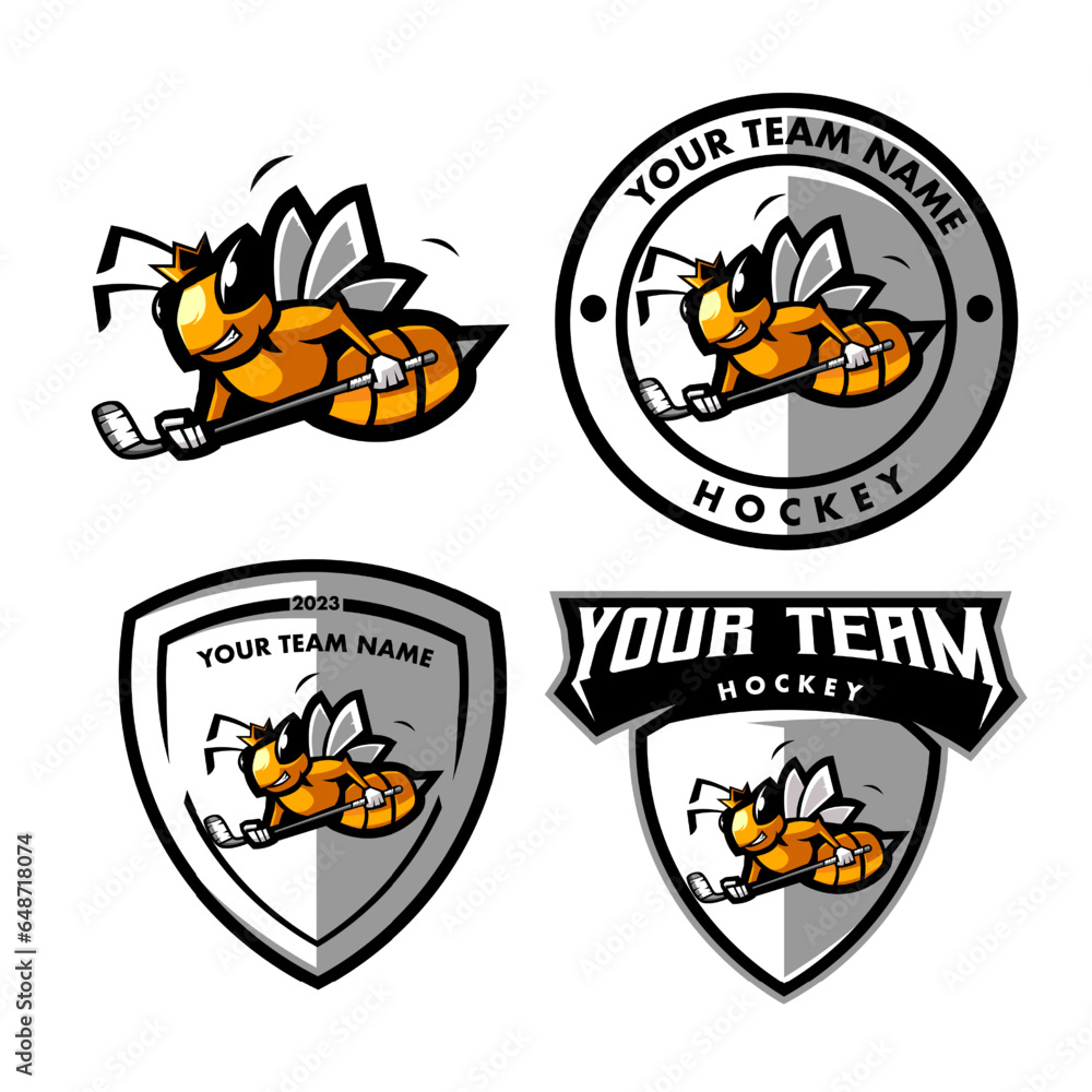Bee mascot logo for sports 