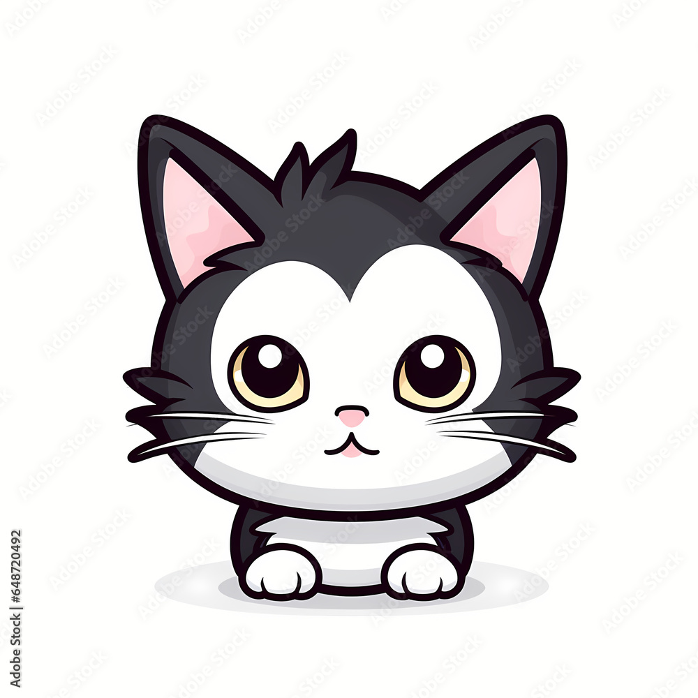 Fototapeta premium cartoon cute cat face on transparent background