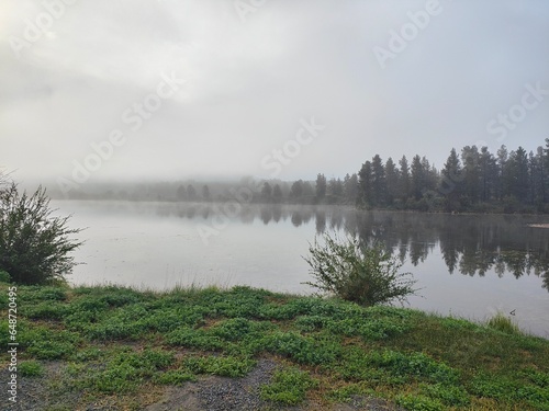 Morning mist on Tatla Lake, British Columbia