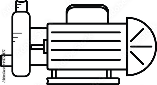 Centrifugal pump vector icon. Powered by electric motor. For control or distribution fluid in industrial, water supply infrastructure, wastewater treatment